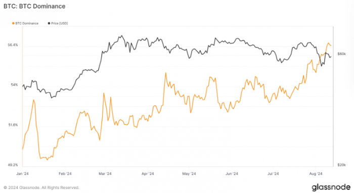 Bitcoin主導地位在2024年穩步上升，市場波動未&nbsp;圖片