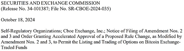 美國批準上市Bitcoin現貨ETF期權交易 Bitcoin在&nbsp;圖片